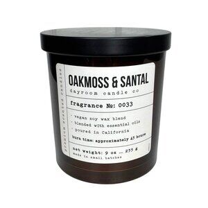 Leoben Co Oakmoss & Santal Vegan Soy Wax Blend Candle Fragrance No: 0033, 9 Oz